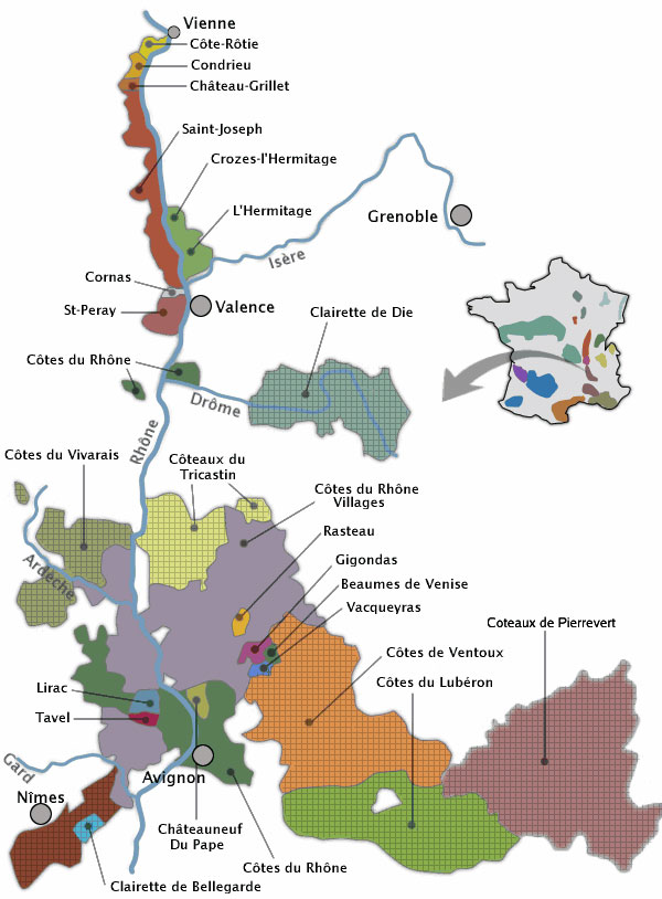 Appellations in de Rhone