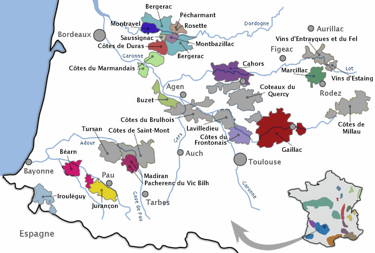 Appellations in de Sud-Ouest